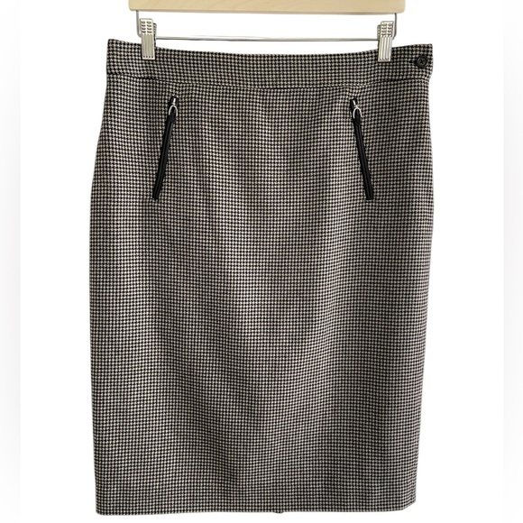 Lauren Ralph Lauren Wool Plaid Skirt Equestrian Academia Preppy Houndstooth 10 - Picture 1 of 16